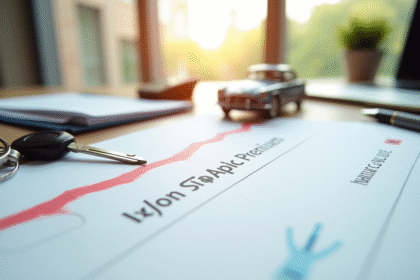 Document d'assurance avec stylo rouge et clés de voiture