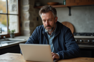 Homme d'une quarantaine vérifiant son dossier de conduite
