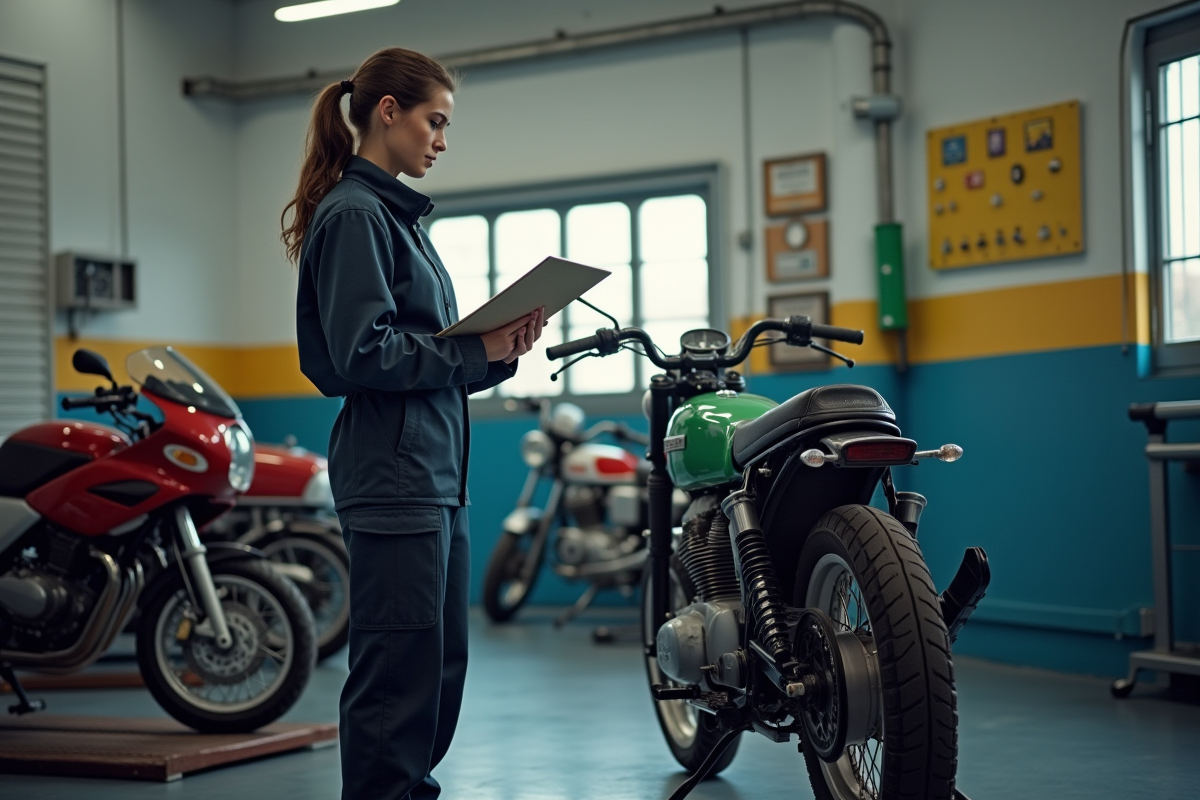 Inspectrice vérifiant la roue d