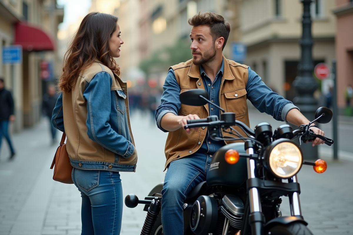 Jeunes discutant sécurité moto en ville